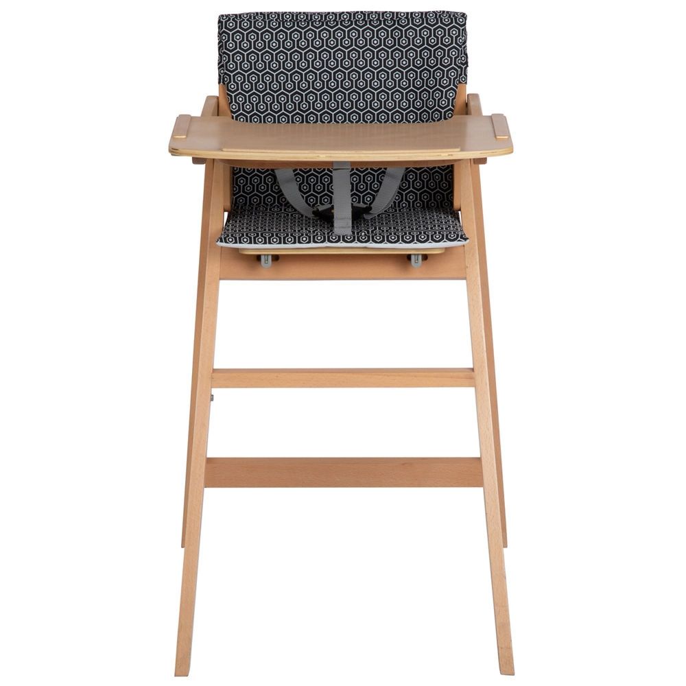 Chaise haute NORDIK natural wood coussin geometric  Produits