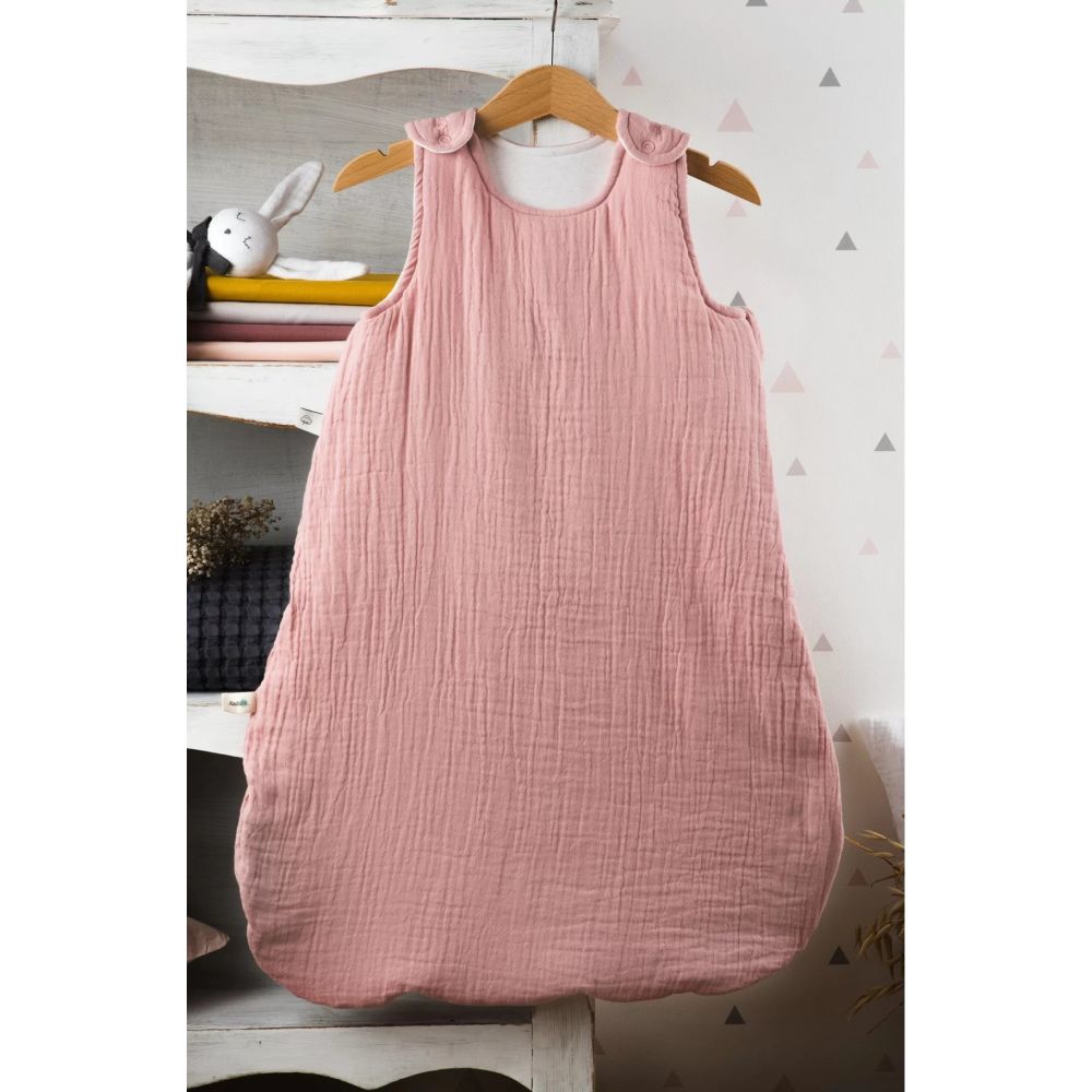 Gigoteuse en coton bio froissé rose poudré 6-18m Kadolis  Produits