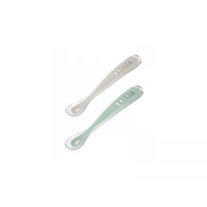 Lot de 2 cuillères 1er âge silicone Velvet Grey/Sage Green - BEABA  Produits