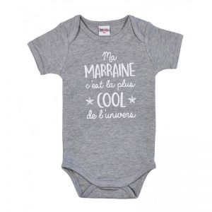 Body mc "Ma marraine c’est la plus cool" gris chiné  Produits