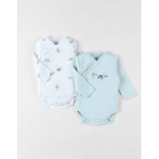 Lot de 2 bodies en coton bleu clair/écru - Noukies  Produits