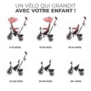 TRICYCLE KINDERKRAFT ASTON évolutif de 9 mois à 5 ans Produits