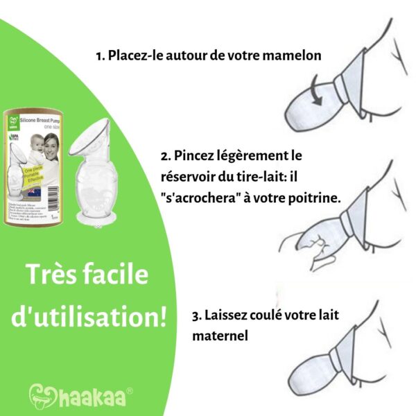 Recueil-Lait Haakaa Silicone 100% Naturel 150ml + Couvercle Gris Produits