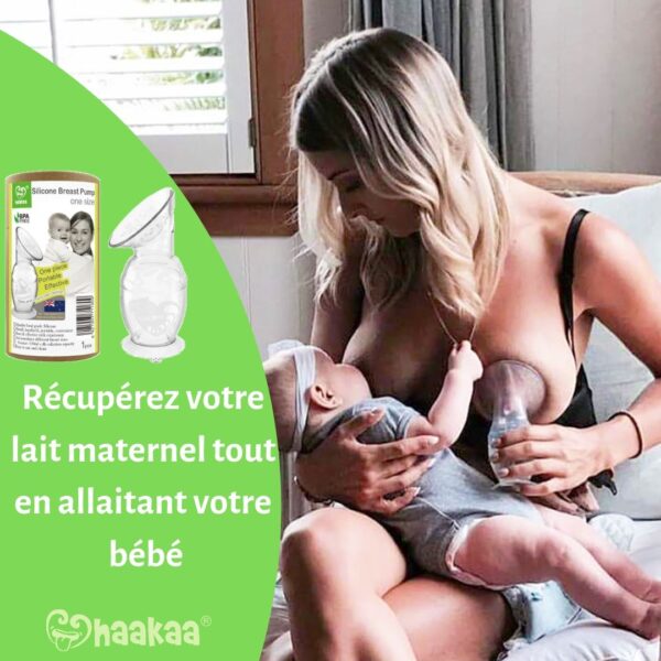 Recueil-Lait Haakaa Silicone 100% Naturel 150ml + Couvercle Gris Produits