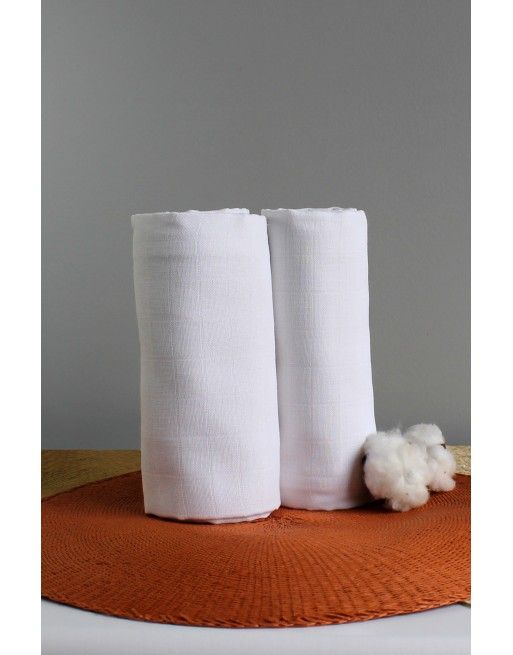 2 Maxi langes 100% coton bio unis - Kadolis Lange bébé
