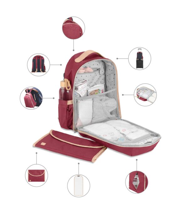 Sac à dos à langer multi-poches Pyla bordeaux Babymoov Produits