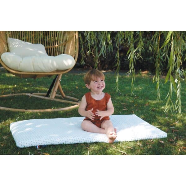 Matelas de voyage pliant Ocean Friendly Blanc/Bleu 60 x 120 cm Candide Produits