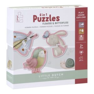 6 in 1 Puzzles de Formes Flowers & Butterflies Little dutch Produits