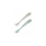 Lot de 2 cuillères 1er âge silicone Velvet Grey/Sage Green - BEABA Produits