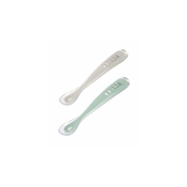 Lot de 2 cuillères 1er âge silicone Velvet Grey/Sage Green - BEABA Produits