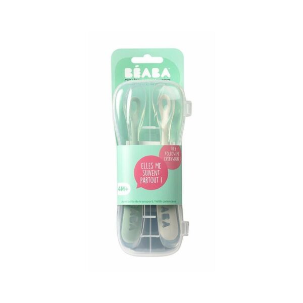 Lot de 2 cuillères 1er âge silicone Velvet Grey/Sage Green - BEABA Produits