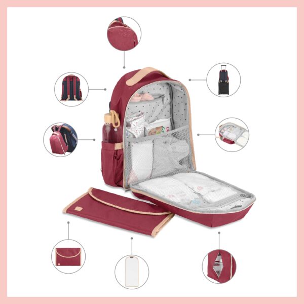 Sac à dos à langer multi-poches Pyla bordeaux Babymoov Produits