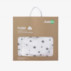 Pyjama bébé en Coton Bio imprimé étoiles gris Kadolis Produits
