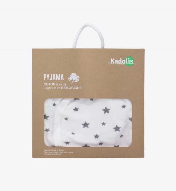Pyjama bébé en Coton Bio imprimé étoiles gris Kadolis Produits