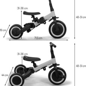 Vélo enfant 4 en 1 avec barre de poussée Gio gris Billy Produits