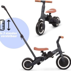 Vélo enfant 4 en 1 avec barre de poussée Gio gris Billy Produits