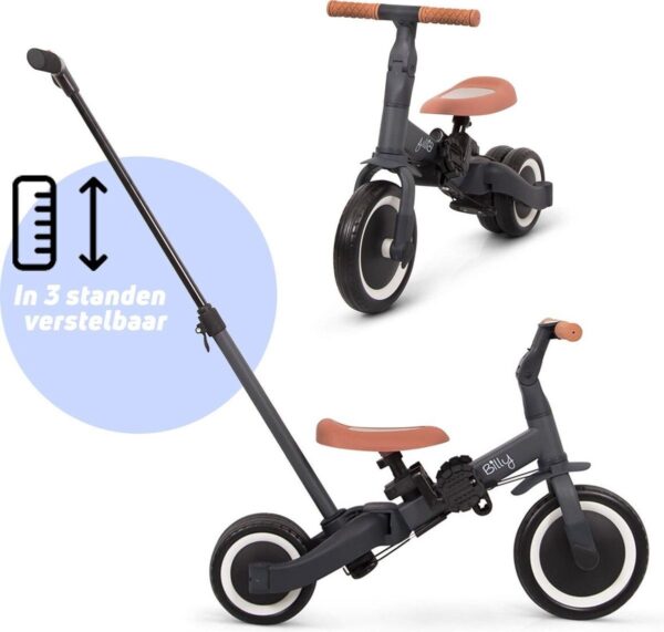 Vélo enfant 4 en 1 avec barre de poussée Gio gris Billy Produits