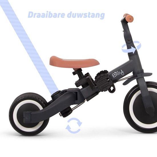 Vélo enfant 4 en 1 avec barre de poussée Gio gris Billy Produits
