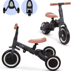 Vélo enfant 4 en 1 avec barre de poussée Gio gris Billy Produits