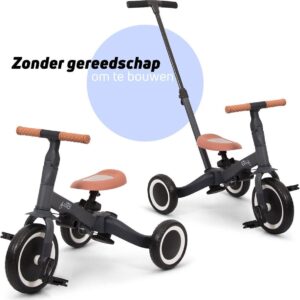 Vélo enfant 4 en 1 avec barre de poussée Gio gris Billy Produits