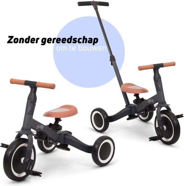 Vélo enfant 4 en 1 avec barre de poussée Gio gris Billy Produits