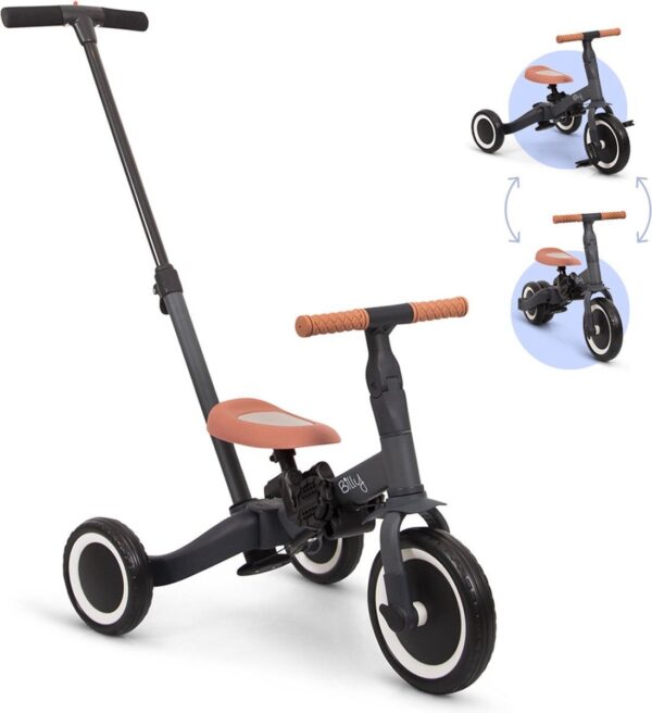 Vélo enfant 4 en 1 avec barre de poussée Gio gris Billy Produits