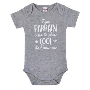 Body mc "Mon parrain c’est le plus cool" gris chiné Produits