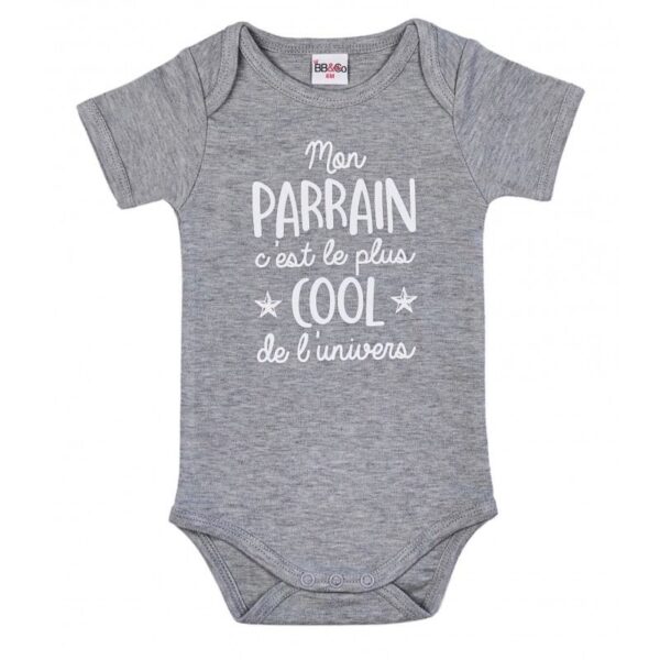 Body mc "Mon parrain c’est le plus cool" gris chiné Produits