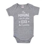 Body mc "Ma marraine c’est la plus cool" gris chiné Produits