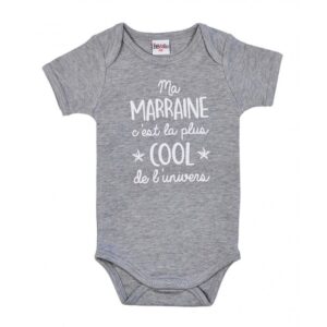 Body mc "Ma marraine c’est la plus cool" gris chiné Produits