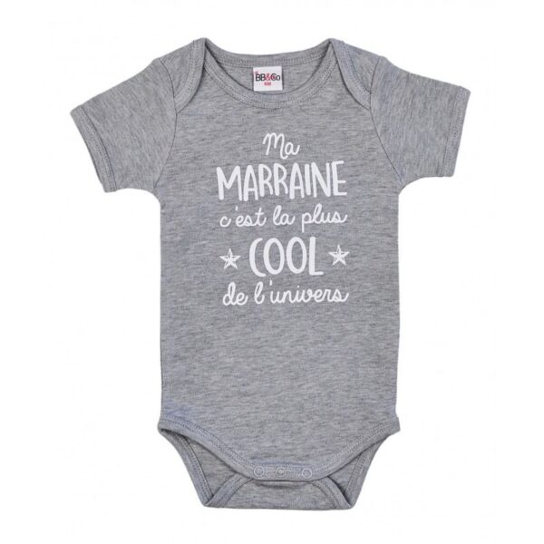Body mc "Ma marraine c’est la plus cool" gris chiné Produits