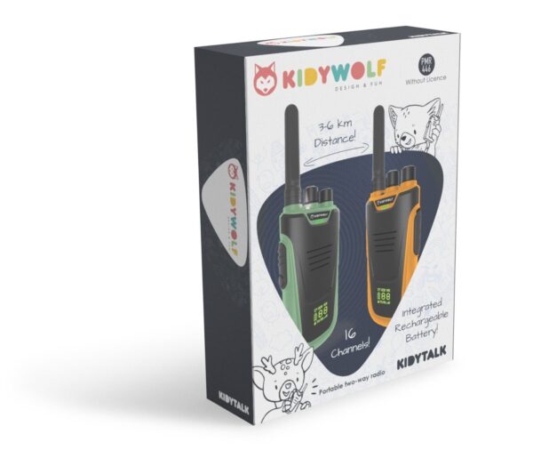 Talkie walkie avec batterie orange et vert - Kidywolf Produits