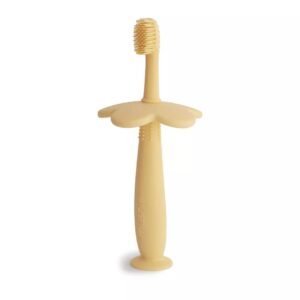 Brosse à dents d'apprentissage en silicone jaune - Mushie Produits