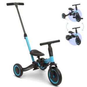 Vélo enfant 4 en 1 avec barre de poussée Gio bleu Billy Produits