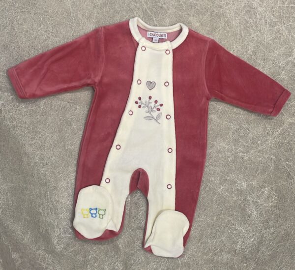 Grenouillere velours 1 mois - Chatounet Produits