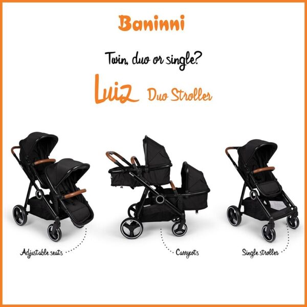Poussette double Luiz Noir - Baninni Produits