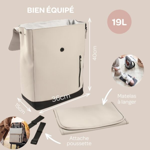 Sac à dos à langer Oslo Argile - Béaba Produits