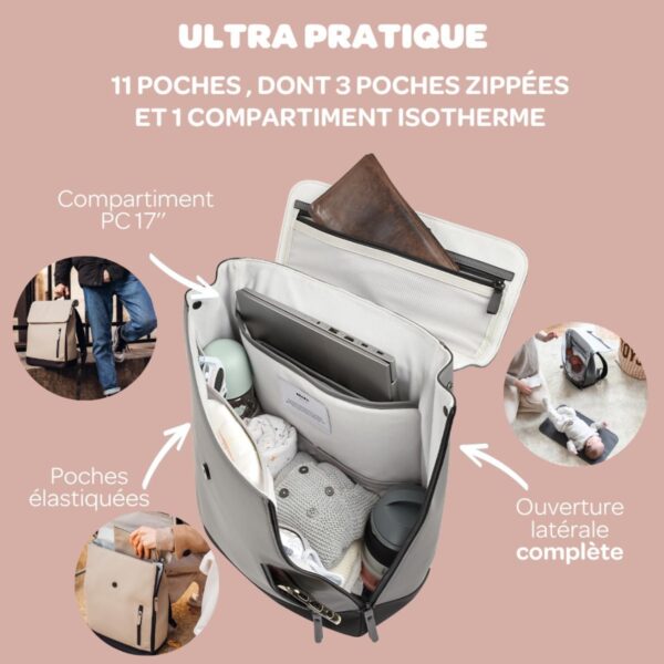 Sac à dos à langer Oslo gris minéral - Béaba Produits
