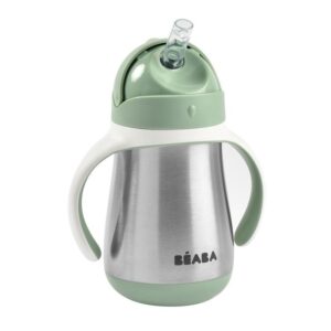 Tasse en inox avec paille 250ml Vert sauge - Béaba Produits