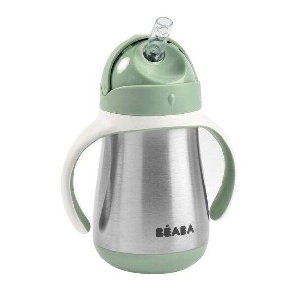 Tasse en inox avec paille 250ml Vert sauge - Béaba Produits