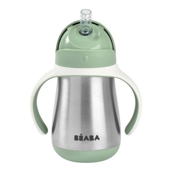 Tasse en inox avec paille 250ml Vert sauge - Béaba Produits