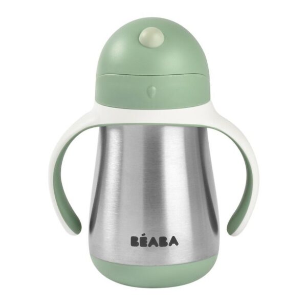 Tasse en inox avec paille 250ml Vert sauge - Béaba Produits