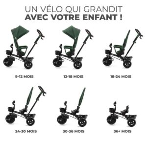 Tricycle Enfant Évolutif AVEO 9 mois à 5 ans Vert - Kinderkraft Produits