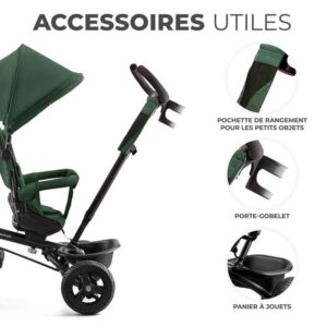 Tricycle Enfant Évolutif AVEO 9 mois à 5 ans Vert - Kinderkraft Produits