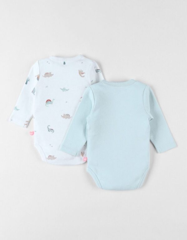 Lot de 2 bodies en coton bleu clair/écru - Noukies Produits