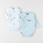 Lot de 2 bodies en coton bleu clair/écru - Noukies Produits