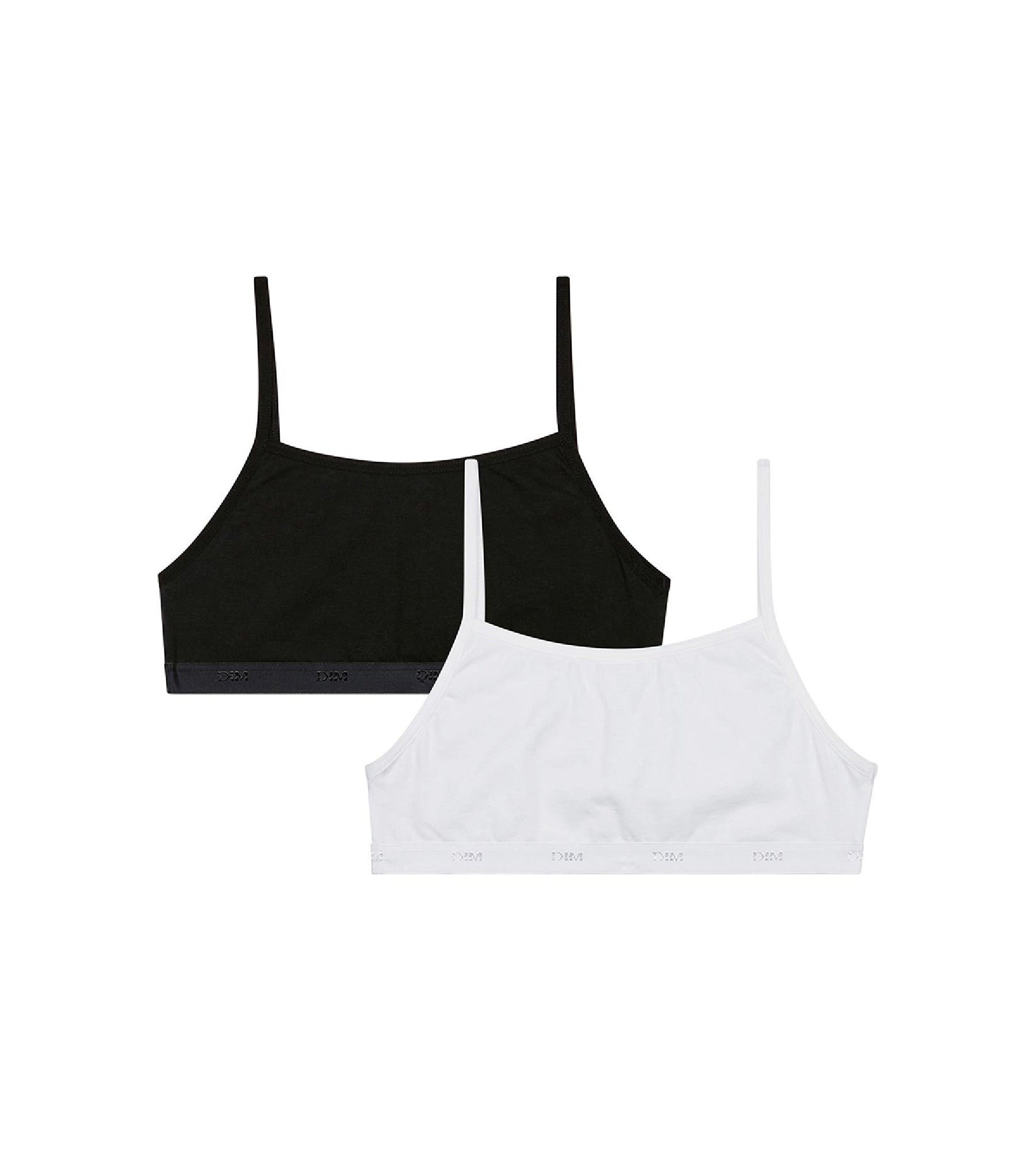 Lot de 2 brassières filles coton stretch Noir Blanc - Dim Produits