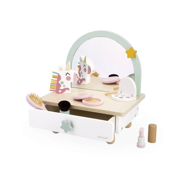 Coiffeuse de table en bois licorne blanc - Janod Produits