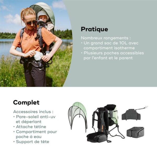 Porte-bébé de randonnée Moov & Hike Vert Sauge - Babymoov Produits