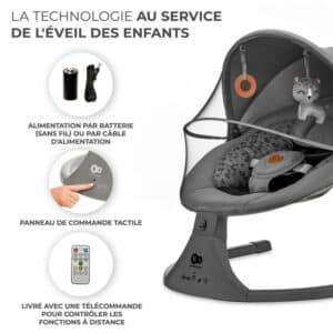 Transat balancelle électrique Lumi 2 grise foncée - KINDERKRAFT – Image 3